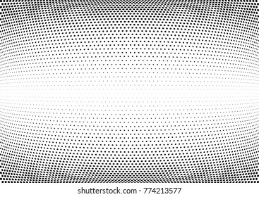 Abstract halftone wave dotted background. Futuristic twisted grunge pattern, dot, circles.  Vector modern optical pop art texture for posters, business cards, cover, labels mock-up, stickers layout