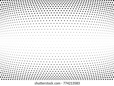 Abstract halftone wave dotted background. Futuristic twisted grunge pattern, dot, circles.  Vector modern optical pop art texture for posters, business cards, cover, labels mock-up, stickers layout
