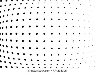 Abstract halftone wave dotted background. Futuristic twisted grunge pattern, dot, circles.  Vector modern optical pop art texture for posters, business cards, cover, labels mock-up, stickers layout