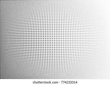 Abstract halftone wave dotted background. Futuristic twisted grunge pattern, dot, circles.  Vector modern optical pop art texture for posters, business cards, cover, labels mock-up, stickers layout