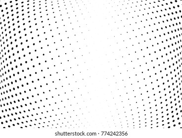 Abstract halftone wave dotted background. Futuristic twisted grunge pattern, dot, circles.  Vector modern optical pop art texture for posters, business cards, cover, labels mock-up, stickers layout