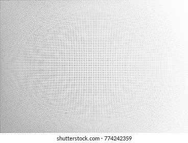 Abstract halftone wave dotted background. Futuristic twisted grunge pattern, dot, circles.  Vector modern optical pop art texture for posters, business cards, cover, labels mock-up, stickers layout