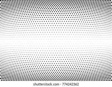 Abstract halftone wave dotted background. Futuristic twisted grunge pattern, dot, circles.  Vector modern optical pop art texture for posters, business cards, cover, labels mock-up, stickers layout