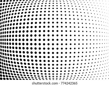Abstract halftone wave dotted background. Futuristic twisted grunge pattern, dot, circles.  Vector modern optical pop art texture for posters, business cards, cover, labels mock-up, stickers layout