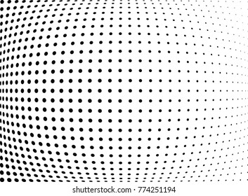 Abstract halftone wave dotted background. Futuristic twisted grunge pattern, dot, circles.  Vector modern optical pop art texture for posters, business cards, cover, labels mock-up, stickers layout