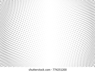 Abstract halftone wave dotted background. Futuristic twisted grunge pattern, dot, circles.  Vector modern optical pop art texture for posters, business cards, cover, labels mock-up, stickers layout