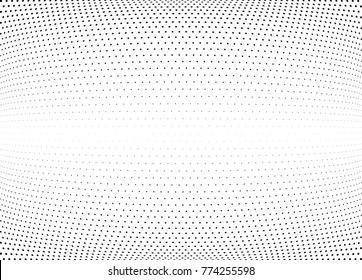 Abstract halftone wave dotted background. Futuristic twisted grunge pattern, dot, circles.  Vector modern optical pop art texture for posters, business cards, cover, labels mock-up, stickers layout