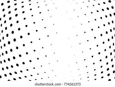 Abstract halftone wave dotted background. Futuristic twisted grunge pattern, dot, circles.  Vector modern optical pop art texture for posters, business cards, cover, labels mock-up, stickers layout