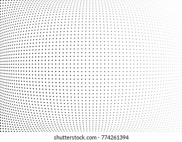 Abstract halftone wave dotted background. Futuristic twisted grunge pattern, dot, circles.  Vector modern optical pop art texture for posters, business cards, cover, labels mock-up, stickers layout