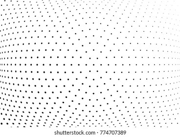 Abstract halftone wave dotted background. Futuristic twisted grunge pattern, dot, circles.  Vector modern optical pop art texture for posters, business cards, cover, labels mock-up, stickers layout