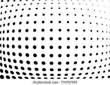 Abstract halftone wave dotted background. Futuristic twisted grunge pattern, dot, circles.  Vector modern optical pop art texture for posters, business cards, cover, labels mock-up, stickers layout
