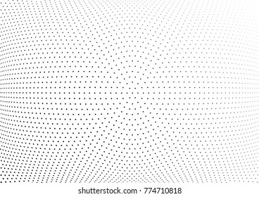 Abstract halftone wave dotted background. Futuristic twisted grunge pattern, dot, circles.  Vector modern optical pop art texture for posters, business cards, cover, labels mock-up, stickers layout