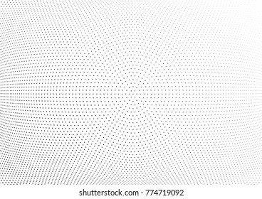 Abstract halftone wave dotted background. Futuristic twisted grunge pattern, dot, circles.  Vector modern optical pop art texture for posters, business cards, cover, labels mock-up, stickers layout