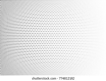 Abstract halftone wave dotted background. Futuristic twisted grunge pattern, dot, circles.  Vector modern optical pop art texture for posters, business cards, cover, labels mock-up, stickers layout