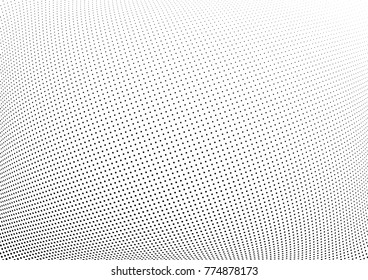 Abstract halftone wave dotted background. Futuristic twisted grunge pattern, dot, circles.  Vector modern optical pop art texture for posters, business cards, cover, labels mock-up, stickers layout