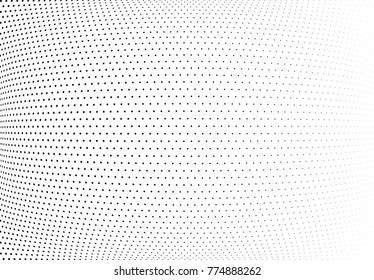Abstract halftone wave dotted background. Futuristic twisted grunge pattern, dot, circles.  Vector modern optical pop art texture for posters, business cards, cover, labels mock-up, stickers layout