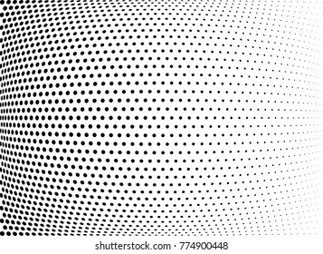 Abstract halftone wave dotted background. Futuristic twisted grunge pattern, dot, circles.  Vector modern optical pop art texture for posters, business cards, cover, labels mock-up, stickers layout