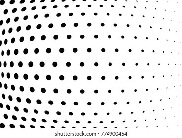 Abstract halftone wave dotted background. Futuristic twisted grunge pattern, dot, circles.  Vector modern optical pop art texture for posters, business cards, cover, labels mock-up, stickers layout
