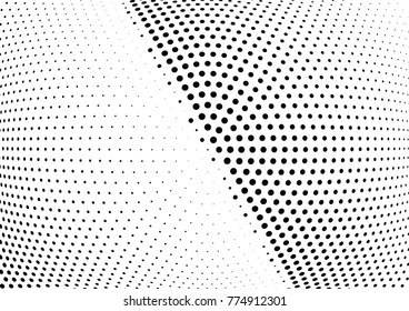 Abstract halftone wave dotted background. Futuristic twisted grunge pattern, dot, circles.  Vector modern optical pop art texture for posters, business cards, cover, labels mock-up, stickers layout