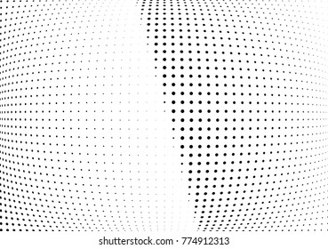 Abstract halftone wave dotted background. Futuristic twisted grunge pattern, dot, circles.  Vector modern optical pop art texture for posters, business cards, cover, labels mock-up, stickers layout