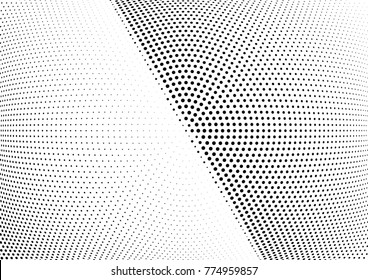 Abstract halftone wave dotted background. Futuristic twisted grunge pattern, dot, circles.  Vector modern optical pop art texture for posters, business cards, cover, labels mock-up, stickers layout