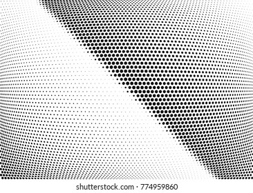 Abstract halftone wave dotted background. Futuristic twisted grunge pattern, dot, circles.  Vector modern optical pop art texture for posters, business cards, cover, labels mock-up, stickers layout