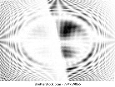 Abstract halftone wave dotted background. Futuristic twisted grunge pattern, dot, circles.  Vector modern optical pop art texture for posters, business cards, cover, labels mock-up, stickers layout