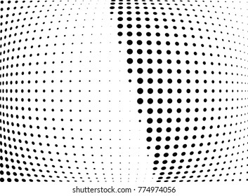 Abstract halftone wave dotted background. Futuristic twisted grunge pattern, dot, circles.  Vector modern optical pop art texture for posters, business cards, cover, labels mock-up, stickers layout