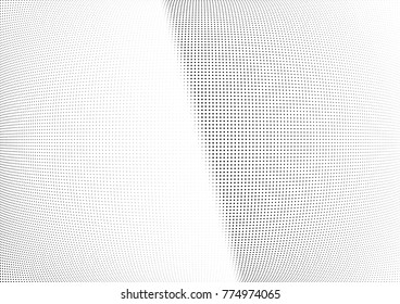 Abstract halftone wave dotted background. Futuristic twisted grunge pattern, dot, circles.  Vector modern optical pop art texture for posters, business cards, cover, labels mock-up, stickers layout