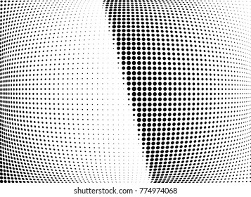 Abstract halftone wave dotted background. Futuristic twisted grunge pattern, dot, circles.  Vector modern optical pop art texture for posters, business cards, cover, labels mock-up, stickers layout