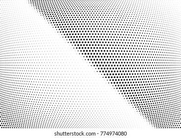 Abstract halftone wave dotted background. Futuristic twisted grunge pattern, dot, circles.  Vector modern optical pop art texture for posters, business cards, cover, labels mock-up, stickers layout