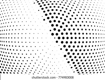 Abstract halftone wave dotted background. Futuristic twisted grunge pattern, dot, circles.  Vector modern optical pop art texture for posters, business cards, cover, labels mock-up, stickers layout