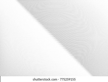 Abstract halftone wave dotted background. Futuristic twisted grunge pattern, dot, circles.  Vector modern optical pop art texture for posters, business cards, cover, labels mock-up, stickers layout
