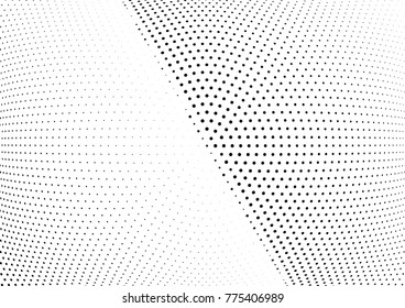 Abstract halftone wave dotted background. Futuristic twisted grunge pattern, dot, circles.  Vector modern optical pop art texture for posters, business cards, cover, labels mock-up, stickers layout