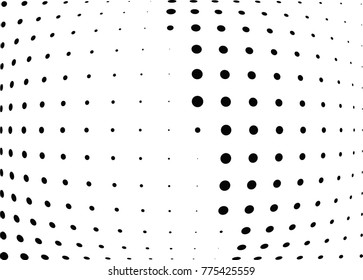 Abstract halftone wave dotted background. Futuristic twisted grunge pattern, dot, circles.  Vector modern optical pop art texture for posters, business cards, cover, labels mock-up, stickers layout