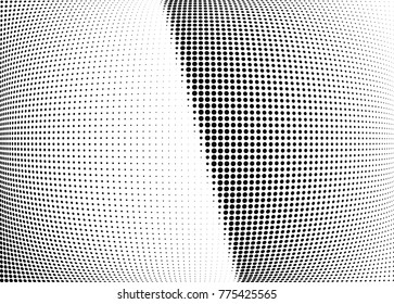 Abstract halftone wave dotted background. Futuristic twisted grunge pattern, dot, circles.  Vector modern optical pop art texture for posters, business cards, cover, labels mock-up, stickers layout