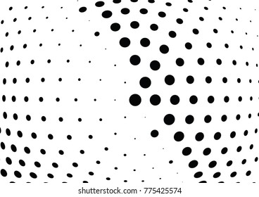 Abstract halftone wave dotted background. Futuristic twisted grunge pattern, dot, circles.  Vector modern optical pop art texture for posters, business cards, cover, labels mock-up, stickers layout