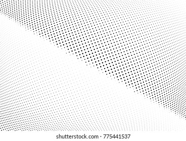 Abstract halftone wave dotted background. Futuristic twisted grunge pattern, dot, circles.  Vector modern optical pop art texture for posters, business cards, cover, labels mock-up, stickers layout
