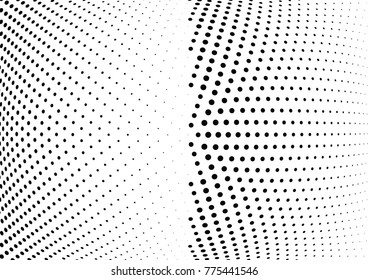 Abstract halftone wave dotted background. Futuristic twisted grunge pattern, dot, circles.  Vector modern optical pop art texture for posters, business cards, cover, labels mock-up, stickers layout