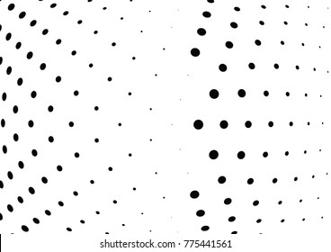 Abstract halftone wave dotted background. Futuristic twisted grunge pattern, dot, circles.  Vector modern optical pop art texture for posters, business cards, cover, labels mock-up, stickers layout