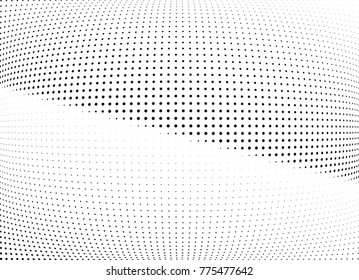 Abstract halftone wave dotted background. Futuristic twisted grunge pattern, dot, circles.  Vector modern optical pop art texture for posters, business cards, cover, labels mock-up, stickers layout