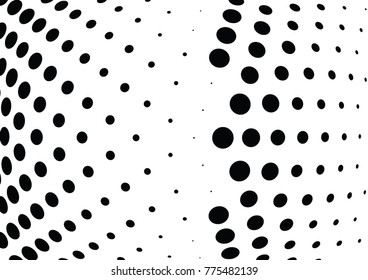 Abstract halftone wave dotted background. Futuristic twisted grunge pattern, dot, circles.  Vector modern optical pop art texture for posters, business cards, cover, labels mock-up, stickers layout