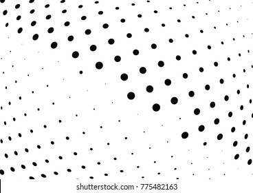 Abstract halftone wave dotted background. Futuristic twisted grunge pattern, dot, circles.  Vector modern optical pop art texture for posters, business cards, cover, labels mock-up, stickers layout