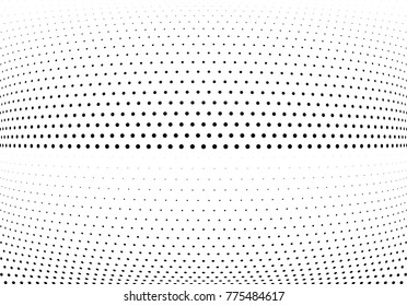 Abstract halftone wave dotted background. Futuristic twisted grunge pattern, dot, circles.  Vector modern optical pop art texture for posters, business cards, cover, labels mock-up, stickers layout