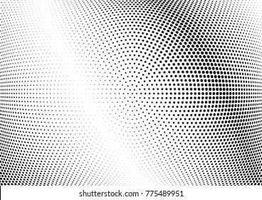 Abstract halftone wave dotted background. Futuristic twisted grunge pattern, dot, circles.  Vector modern optical pop art texture for posters, business cards, cover, labels mock-up, stickers layout
