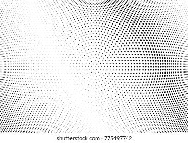 Abstract halftone wave dotted background. Futuristic twisted grunge pattern, dot, circles.  Vector modern optical pop art texture for posters, business cards, cover, labels mock-up, stickers layout