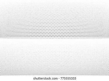 Abstract halftone wave dotted background. Futuristic twisted grunge pattern, dot, circles.  Vector modern optical pop art texture for posters, business cards, cover, labels mock-up, stickers layout