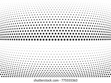 Abstract halftone wave dotted background. Futuristic twisted grunge pattern, dot, circles.  Vector modern optical pop art texture for posters, business cards, cover, labels mock-up, stickers layout