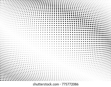 Abstract halftone wave dotted background. Futuristic twisted grunge pattern, dot, circles.  Vector modern optical pop art texture for posters, business cards, cover, labels mock-up, stickers layout
