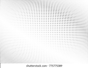 Abstract halftone wave dotted background. Futuristic twisted grunge pattern, dot, circles.  Vector modern optical pop art texture for posters, business cards, cover, labels mock-up, stickers layout